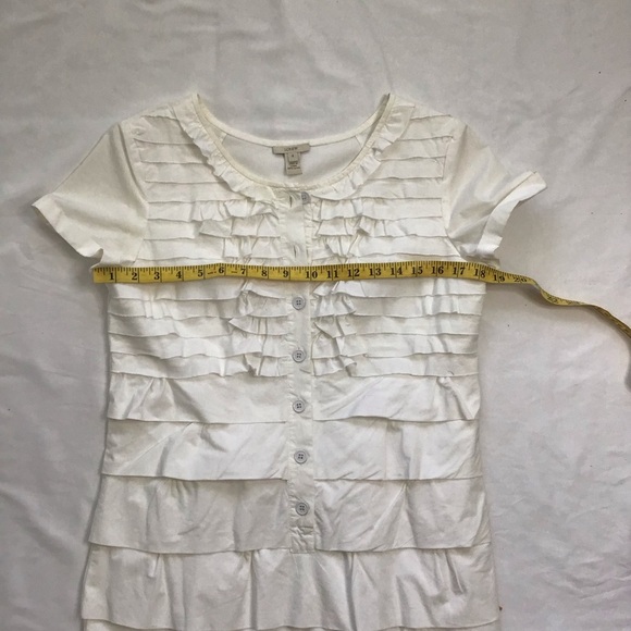J. Crew Women Classic White Tiered Ruffled Scoop Neck Mini Summer Dress Size 4 - Picture 6 of 9